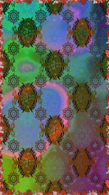 Yeşil ve kahverengi renkli çiçeklerle kusursuz çiçek deseni. Suluboya tarzında yeşil ve kahverengi renkte çiçekler.