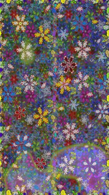 Raster deseni. Çiçek arkaplan. Çiçek kompozisyonu. - Yeşil çiçekler. Doğa. Küçük çiçekte güzel bir desen var. Çiçek kolajı.