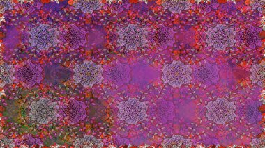 Çiçeksel mor ve kahverengi pürüzsüz desen. Klasik taslak çizimi. Raster çiçek izi..