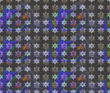 Raster Floral Illustration, Asyalı tekstil. Gri renkli etnik çiçeklerle zarif eskiz deseni.