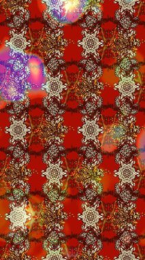 Gömlek, arka plan modelini çiz. Kahverengi, kırmızı ve bej renkli çiçekler. Tropik çiçekler.