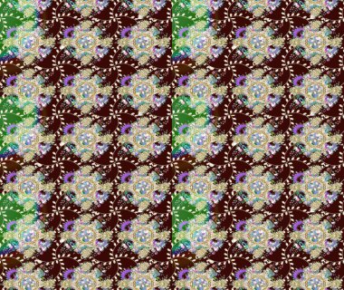 Sevimli çiçek raster deseni. Kahverengi renkli çiçekler. Renkli Bahar Teması eskiz kalıbı. Düz Çiçek Elementleri Tasarımı.