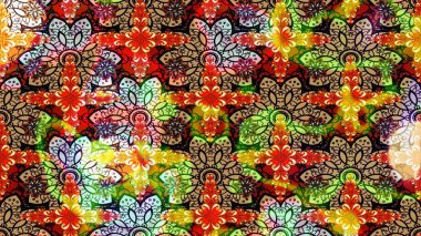 Raster illüstrasyonu. Tomurcukları papatya çiçekleri olan sevimli bir çiçek deseni. Kumaş, tekstil, duvar kağıdı baskısı için. Eskiz geçmişi. Eski usul. Miles Fleur, dandik süs.