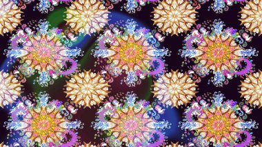 Tarafsız renklerde çiçekler. Raster illüstrasyonundaki çiçek desenli çizim. Renkli Bahar Teması eskiz kalıbı. Düz Çiçek Elementleri Tasarımı.