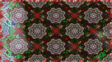 Raster illüstrasyonunda kusursuz çiçek deseni. Düz Çiçek Elementleri Tasarımı. Renkli Yaz Temalı Kusursuz Arkaplan. Gri ve kahverengi renkte çiçekler.