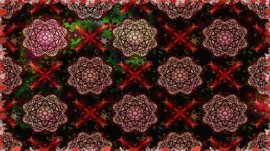 Siyah ve kahverengi renkte siyah ve kahverengi papatya deseni. Raster illüstrasyonu. Siyah ve kahverengi renklerde.