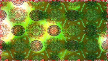 Sabıka fotoğraflarında, bebek kıyafetlerinde, duvar kâğıtlarında, paket kutularında falan kullanılabilir. Zarif, parlak ve pürüzsüz yeşil ve kahverengi çiçek desenli tasarım.