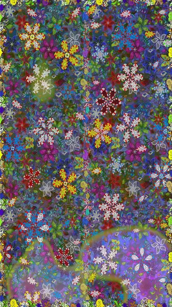 Raster deseni. Çiçek arkaplan. Çiçek kompozisyonu. - Yeşil çiçekler. Doğa. Küçük çiçekte güzel bir desen var. Çiçek kolajı.