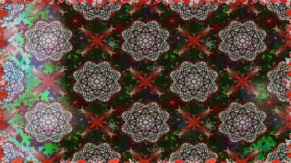 Raster illüstrasyonunda kusursuz çiçek deseni. Düz Çiçek Elementleri Tasarımı. Renkli Yaz Temalı Kusursuz Arkaplan. Gri ve kahverengi renkte çiçekler.