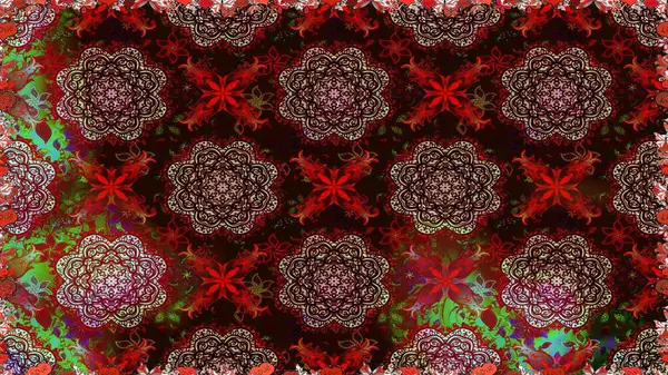 Kızılderili desenli desenli desenli şal deseni. Raster Henna dövme stili. Tekstil, tebrik kartı, boyama kitabı, telefon kılıfı baskısı için kullanılabilir. Etnik Mandala süsü.