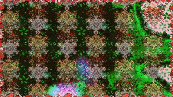 Gri ve yeşil renkli çiçekler. Küçük çiçekteki sevimli çiçek deseni. Raster illüstrasyonu.