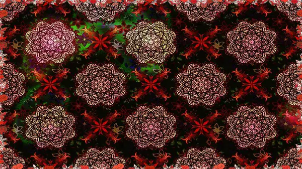 Siyah ve kahverengi renkte siyah ve kahverengi papatya deseni. Raster illüstrasyonu. Siyah ve kahverengi renklerde.