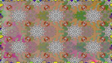 Raster. Gri ve nötr renkte güzel çiçekleri olan kusursuz desen, suluboya çiçek deseni, duvar kağıdı, kart veya kumaş için fayanslı.