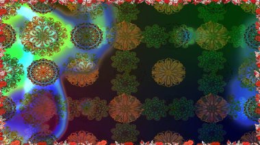 Şirin karalama çiçekleri olan kusursuz çiçek desenleri. Eskiz tarzı kahverengi ve yeşil renklerde. Raster illüstrasyonu. Raster illüstrasyonu. El yapımı çiçek ve bitki koleksiyonu.