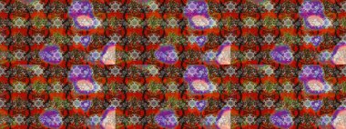 Çiçekler kahverengi, kırmızı ve gri renklerde. Raster illüstrasyonunda çiçek deseni çizimi.