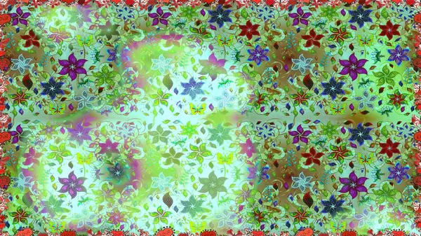 Renkli Bahar Tema dikişsiz desen Arka Plan. Düz Çiçek Elemanları Tasarım. Süslü kumaş deseni. Raster illüstrasyon dikişsiz Çiçek Desen.
