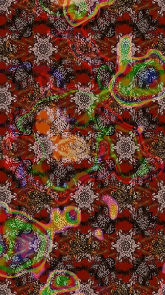 Kahverengi, kırmızı ve nötr renklerde çiçekler. Raster illüstrasyonu. Şatafatlı bahar bahçesi dokusu. Çiçek deseni. Kahverengi, kırmızı ve nötr renkler üzerine çiçek çizimi.