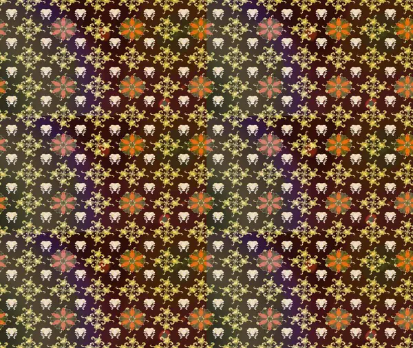 Yaz çiçekleri teması. El çizimi, soyut ve süslü elementler. Suluboya resim taklit Raster çizimi. Klasik çiçekler. Kahverengi renkler.