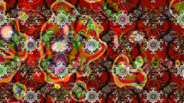 Kahverengi, kırmızı ve nötr renklerde çiçekler. Düz Çiçek Elementleri Tasarımı. Renkli Yaz Temalı eskiz kalıbı. Raster illüstrasyonunda çiçek deseni çizimi.