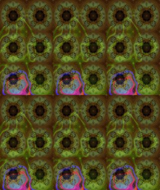 Çiçekli karalama şeklinde Raster çiçek deseni. Yeşil renkli çiçekler. Nazik, narin çiçek arkaplanı.