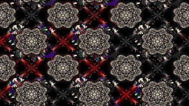 Siyah renkli çiçekler. Raster illüstrasyonu. El çizimi çiçekli soyut çizim deseni.