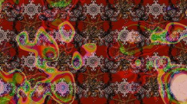 Çiçek desenli eskiz. Kahverengi, kırmızı ve nötr renklerde çiçekler. Tişört baskısı için çiçek boyama rasteriName.