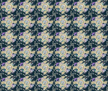 Sevgililer günü ve tebrik kartı konsepti için şık bir davetiye. Çiçek kompozisyonu, el boyası, hassas şablon. Mavi renkte manzaralı çiçek deseni. Üst görünüm, yumuşak biçim.