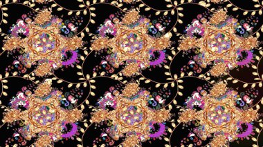 Raster deseni. Küçük çiçekteki sevimli çiçek deseni. Raster illüstrasyonu. Nazikçe, yaz çiçekleri siyah renklerde.