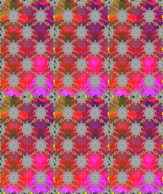 Kusursuz çiçek deseni duvar kâğıdı olarak kullanılabilir. Raster illüstrasyonu. Gri ve kırmızı renkte çiçekler.