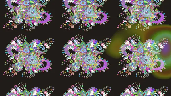 Gri renkli etnik çiçekli zarif eskiz deseni. Raster Çiçek İllüstrasyonu güzel tekstil..