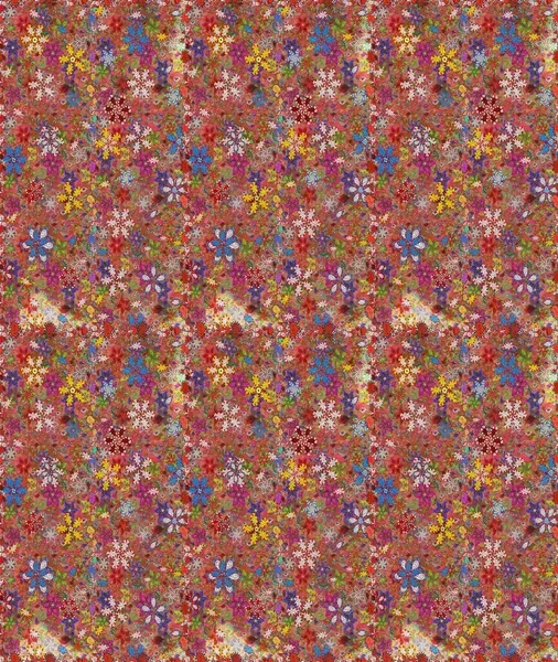 Küçük kahverengi ve pembe çiçeklerle oldukça eski bir besin torbası deseni. Tekstil, kumaş, kapaklar, duvar kağıtları, baskı, naylon, yapıştırma, örgü, dekupaj için çiçeksiz arkaplan.