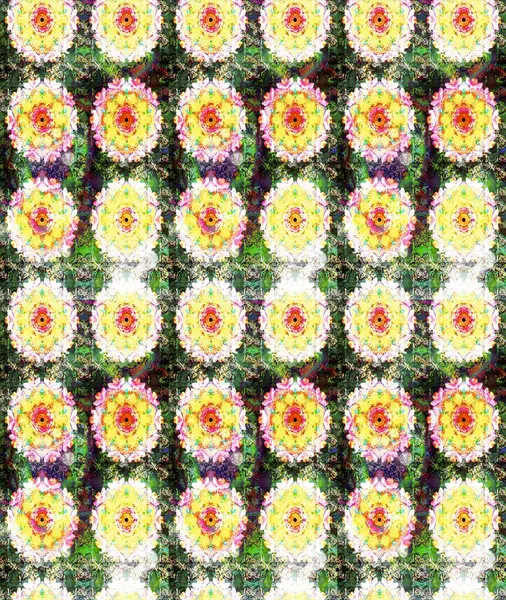 Yumuşak, yeşil renkli yaz çiçekleri. Raster deseni. Küçük çiçekteki sevimli çiçek deseni. Raster illüstrasyonu.