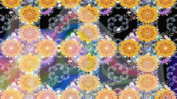 Suluboya çiçekli çiçek deseni. Bej renkli güzel bir tekstil. Raster illüstrasyonu.