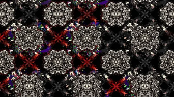 Siyah renkli çiçekler. Raster illüstrasyonu. El çizimi çiçekli soyut çizim deseni.