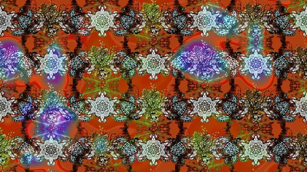 Modern stil dokusu. Çiçek desenli raster, kahverengi, turuncu ve nötr çizgi desenli soyut raster arkaplan.