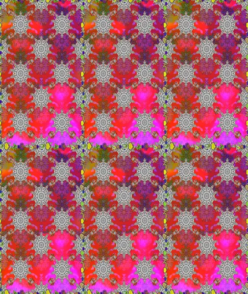 Kusursuz çiçek deseni duvar kâğıdı olarak kullanılabilir. Raster illüstrasyonu. Gri ve kırmızı renkte çiçekler.