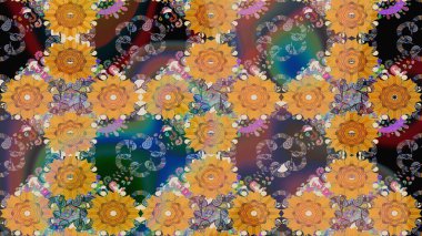 Turuncu renkli turuncu kıvırcık çiçekler. Raster illüstrasyonu. Klasik çiçek tasarım elementleri.