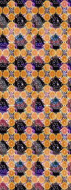 Renkli Bahar Teması eskiz kalıbı. Sevimli çiçek raster deseni. Sarı renkli çiçekler. Düz Çiçek Elementleri Tasarımı.