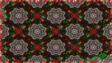 Düz Çiçek Elementleri Tasarımı. Renkli Bahar Temalı Kusursuz Arkaplan. Çiçekli, suluboya desenli kusursuz çiçek deseni. Gri ve kahverengi renkli çiçekler. Raster illüstrasyonu.