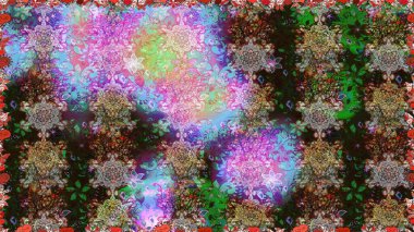 El çizimi. Suluboya çizimi. Gri ve kahverengi renkli çiçekler. Çiçeklerle kusursuz desen.