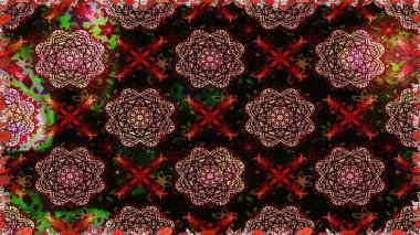 Kusursuz çiçek deseni. Renkli Bahar Temalı Kusursuz Arkaplan. Güzel kumaş deseni. Düz Çiçek Elementleri Tasarımı. Asya tekstil tarzında. Raster illüstrasyonu.