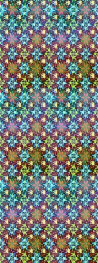 Suluboya elle çizilmiş çiçek desenli eskiz deseni. Parlak renkli fantezi çiçekleri, yapraklar, mavi renkli tomurcuklar.