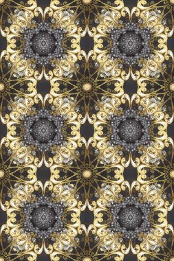 Barok tarzında kusursuz bir doğulu süsü. Raster geleneksel altın desenli gri, bej ve kahverengi renkler.