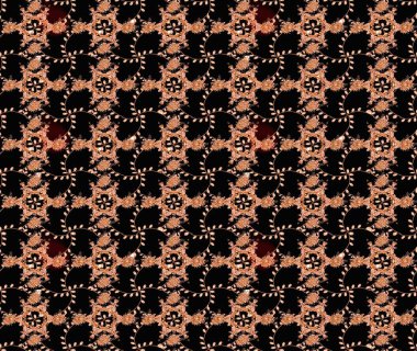 Siyah ve kahverengi renkte çiçekler. Raster illüstrasyonunda kusursuz çiçek deseni.