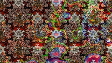 Organik motif arka planı. Raster illüstrasyonu. Ultraviyole kumaş deseni. Çizim deseni.