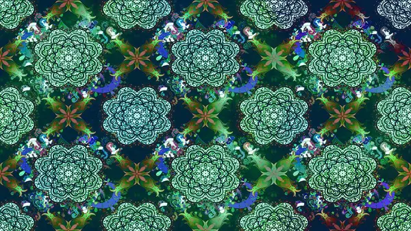 Suluboya çiçekli çiçek deseni. Raster illüstrasyonu. Mavi renkte güzel tekstil.