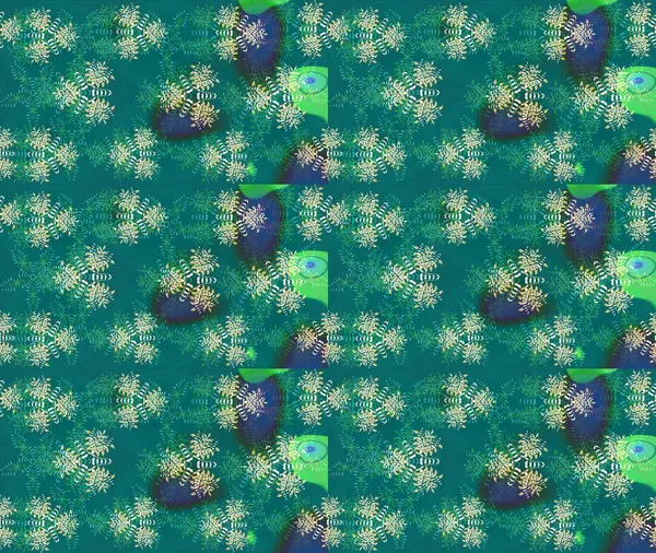 Tekrar eden çiçek arkaplanı, zarif mavi çiçek duvar kağıdı. Mavi renkler üzerine çiçek desenli çizimler, el yapımı papatyalar, papatyalar..