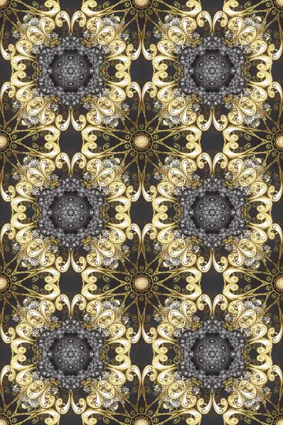 Barok tarzında kusursuz bir doğulu süsü. Raster geleneksel altın desenli gri, bej ve kahverengi renkler.