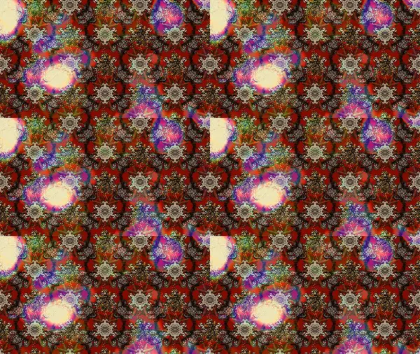 Düz Çiçek Elementleri Tasarımı. Raster illüstrasyonundaki çiçek desenli çizim. Renkli Bahar Teması eskiz kalıbı. Kahverengi renkte çiçekler.