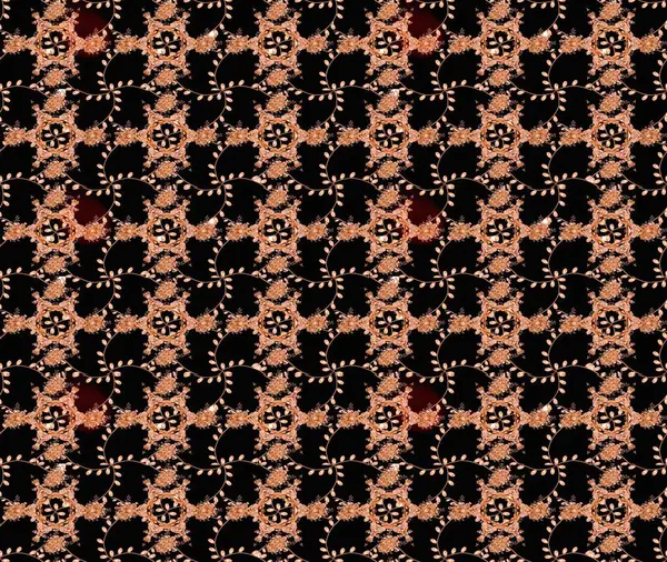 Siyah ve kahverengi renkte çiçekler. Raster illüstrasyonunda kusursuz çiçek deseni.